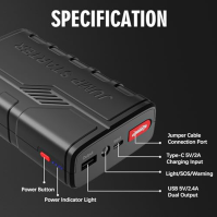 Momowin Battery Booster, přenosný autobaterie booster 1500A (až 7,0 l benzínu nebo 5,5 l nafty), 12V autobateriový startér s int